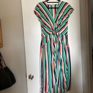 Mid length size large dress with a slit front short sleeve